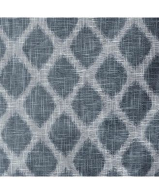 Blakesly Ikat blackout curtains for bedroom, Silver grommet top fit up to 1.25 inches rod Single Curtain Panel for Living Room, Width 50 length 95 inches, Pitch Black Ambiance Navy 1 Window Panel