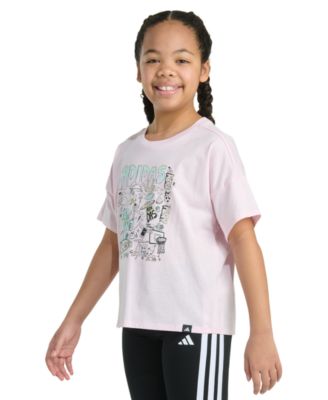 Big Girls Short-Sleeve Drop Shoulder Logo Graphic Cotton T-Shirt