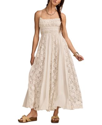Lucky Brand - Women's Smocked Lace Midi Dress
