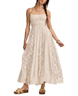 Lucky Brand Women's Smocked Lace Midi Dress - Macy's