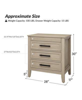 Theresa Transitional 3-Drawer Nightstand with Hidden Pull-out Drawer