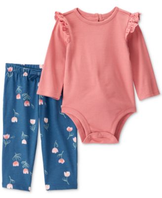 Carter's - Baby Girls Cotton Long-Sleeve Bodysuit & Floral Pants, 2 Piece Set