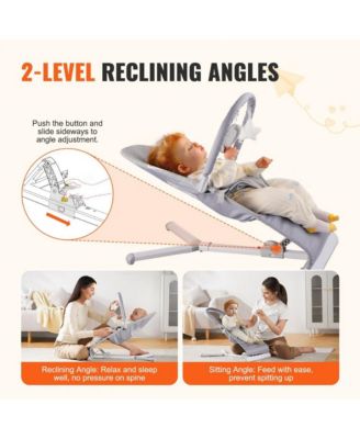 Toddler Bouncer Folding Bouncer Seat Chair 0-9 Months with Toy Bar