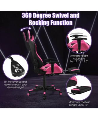 1 Pc PU Leather Gaming Chair USB Massage Lumbar Pillow Footrest Ergonomic Design Bedroom or Game Room