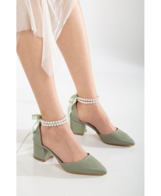 Miranda Low Block Heels with Pearls