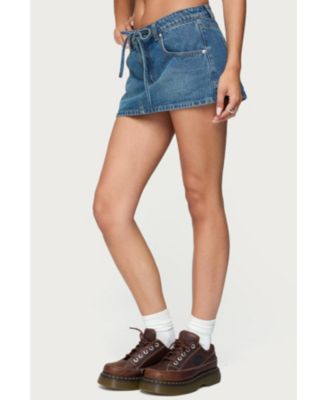 Women's Ziggie Tie Front Denim Mini Skort