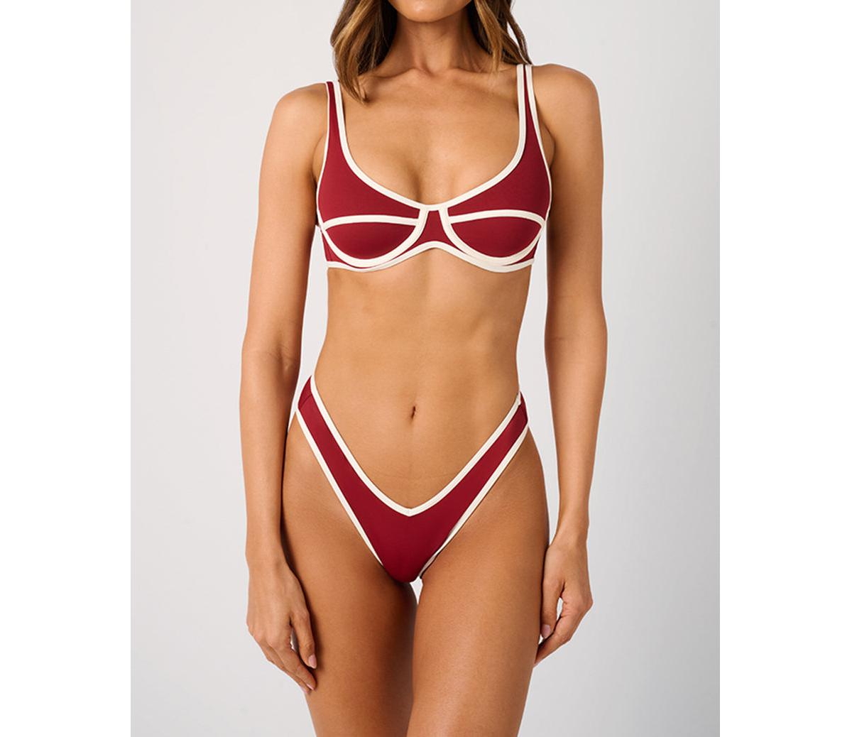 Women's Scoop Underwire Top - Oxblood/off-wht