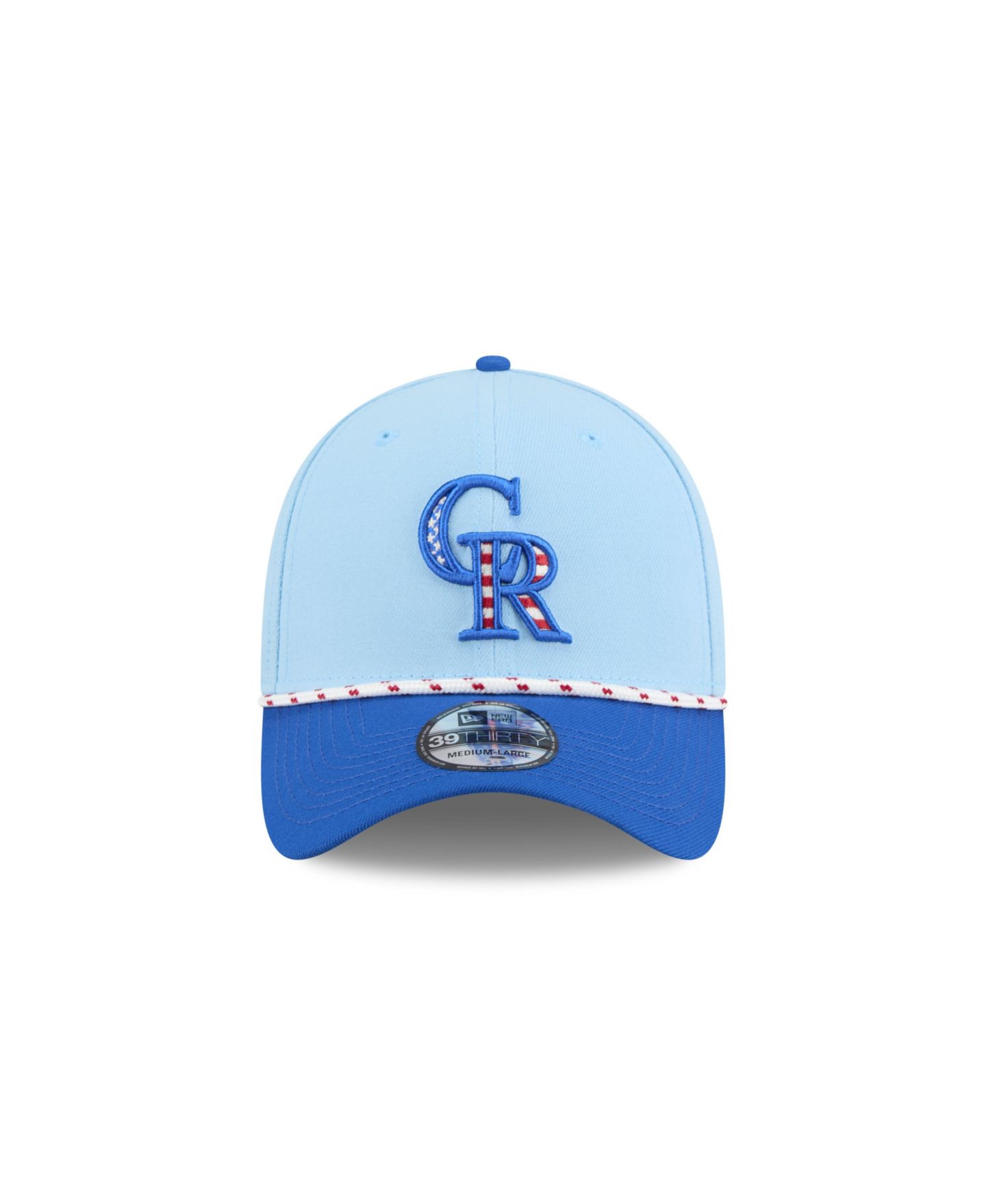 Мужская кепка New Era Light Blue/Blue Colorado Rockies 2025 Fourth of July 39THIRTY Flex Hat — фото 5