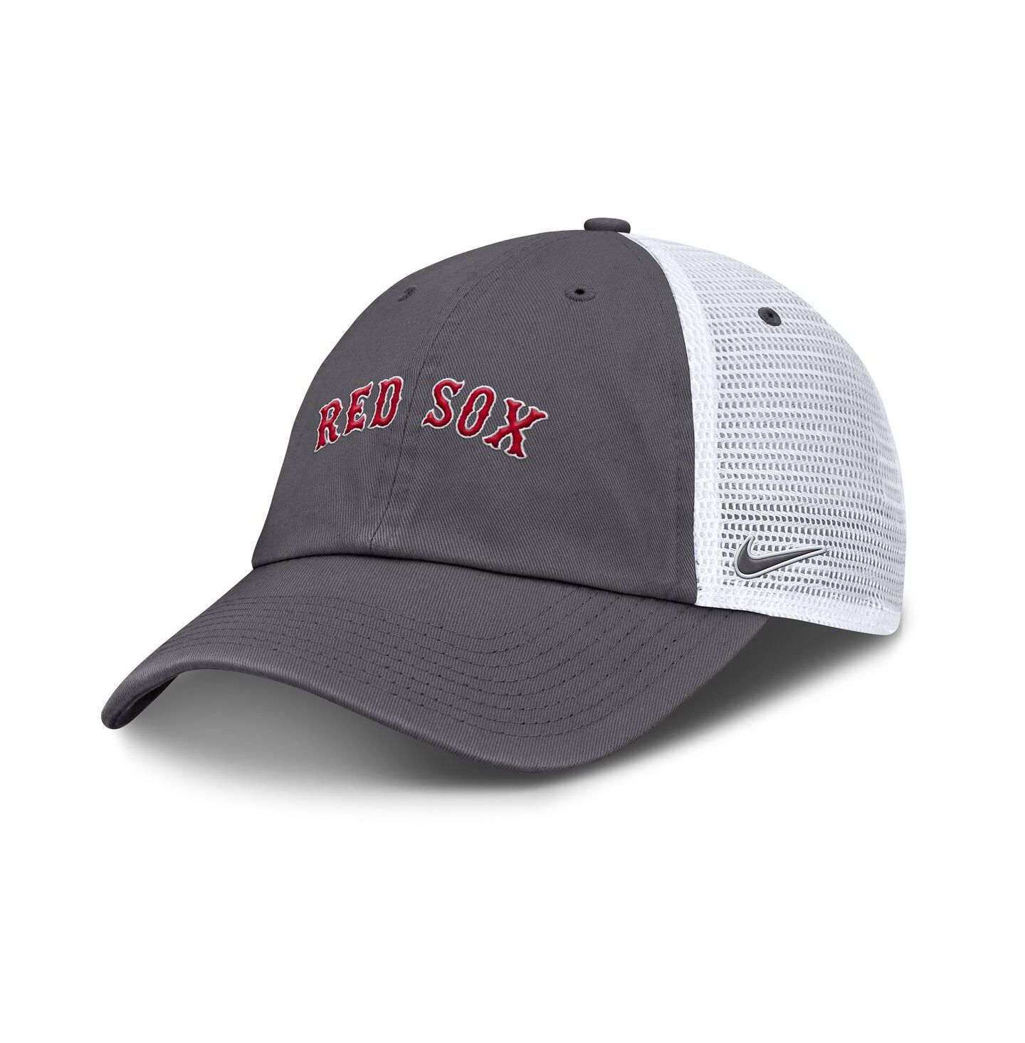 Мужская кепка Nike Gray Boston Red Sox Wordmark Club Adjustable Trucker Hat — фото 1