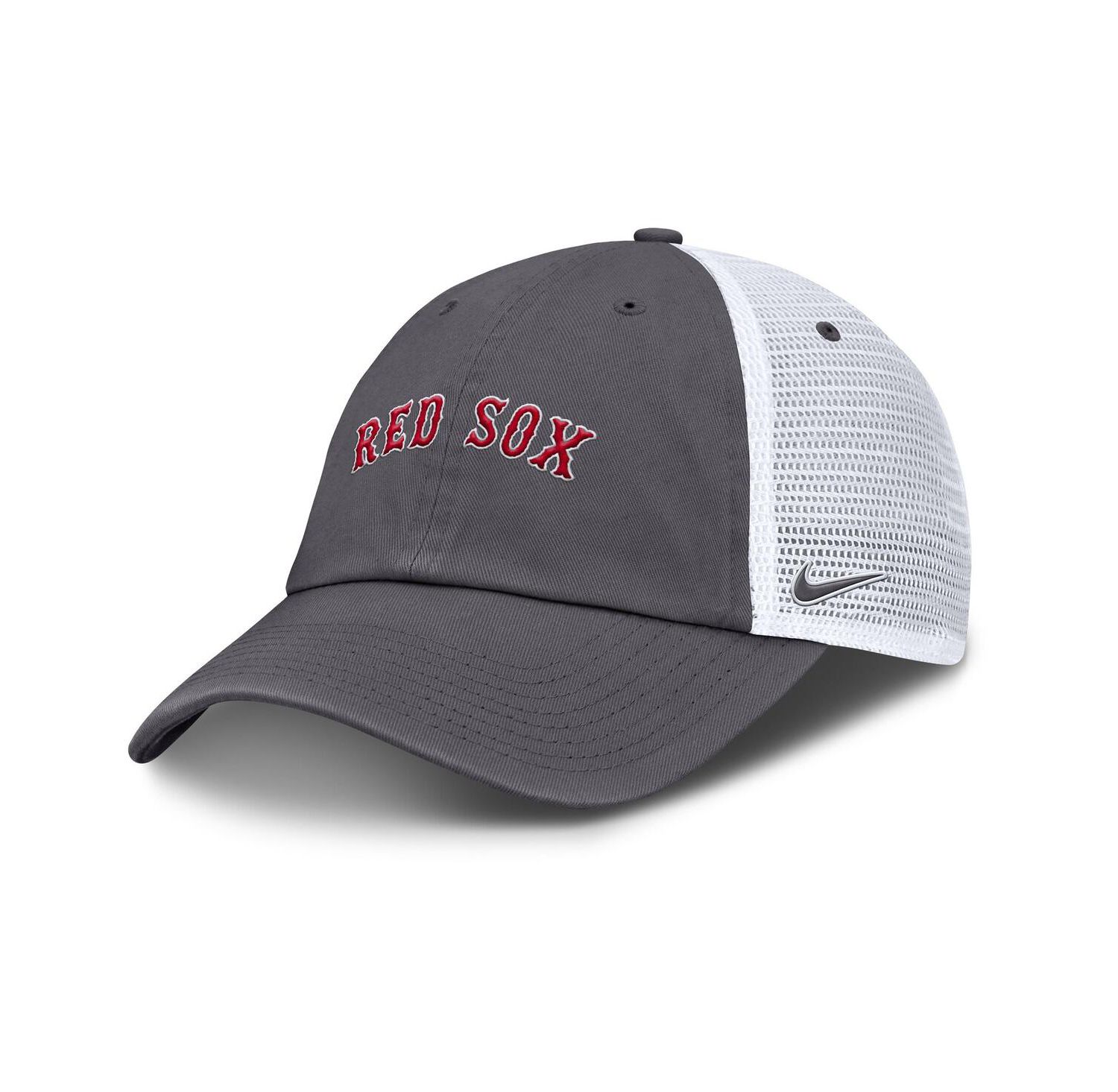 Men's Gray Boston Red Sox Wordmark Club Adjustable Trucker Hat