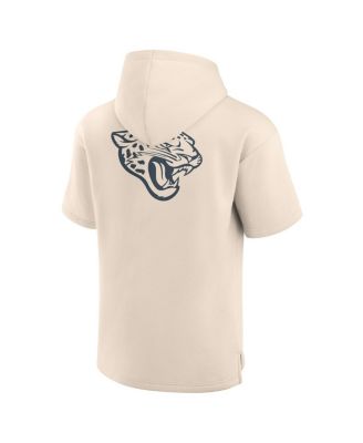 Men's Cream Jacksonville Jaguars Elements Future Ground Lettering Short Sleeve Pullover Hoodie