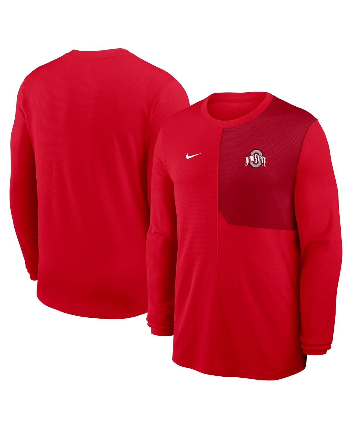 Men's Scarlet Ohio State Buckeyes 2025 Sideline Coach Uv Performance Long Sleeve T-Shirt - Scarlet