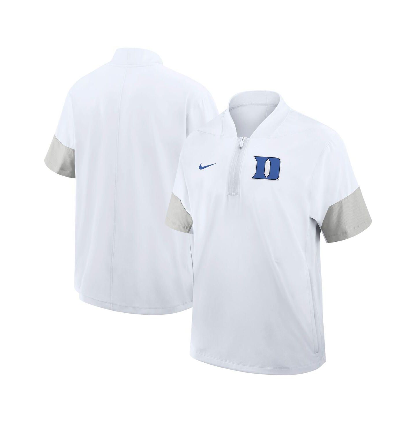 Мужская куртка Nike White Duke Blue Devils 2025 Sideline Short Sleeve Quarter-Zip Coach — фото 1
