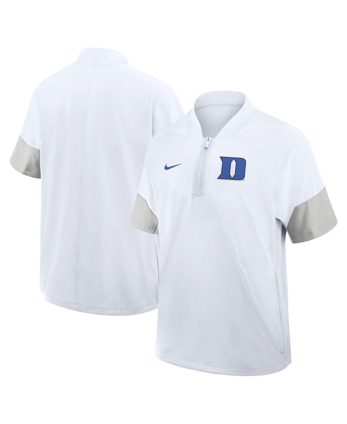 Men's White Duke Blue Devils 2025 Sideline Short Sleeve Quarter-Zip Coach Jacket - White