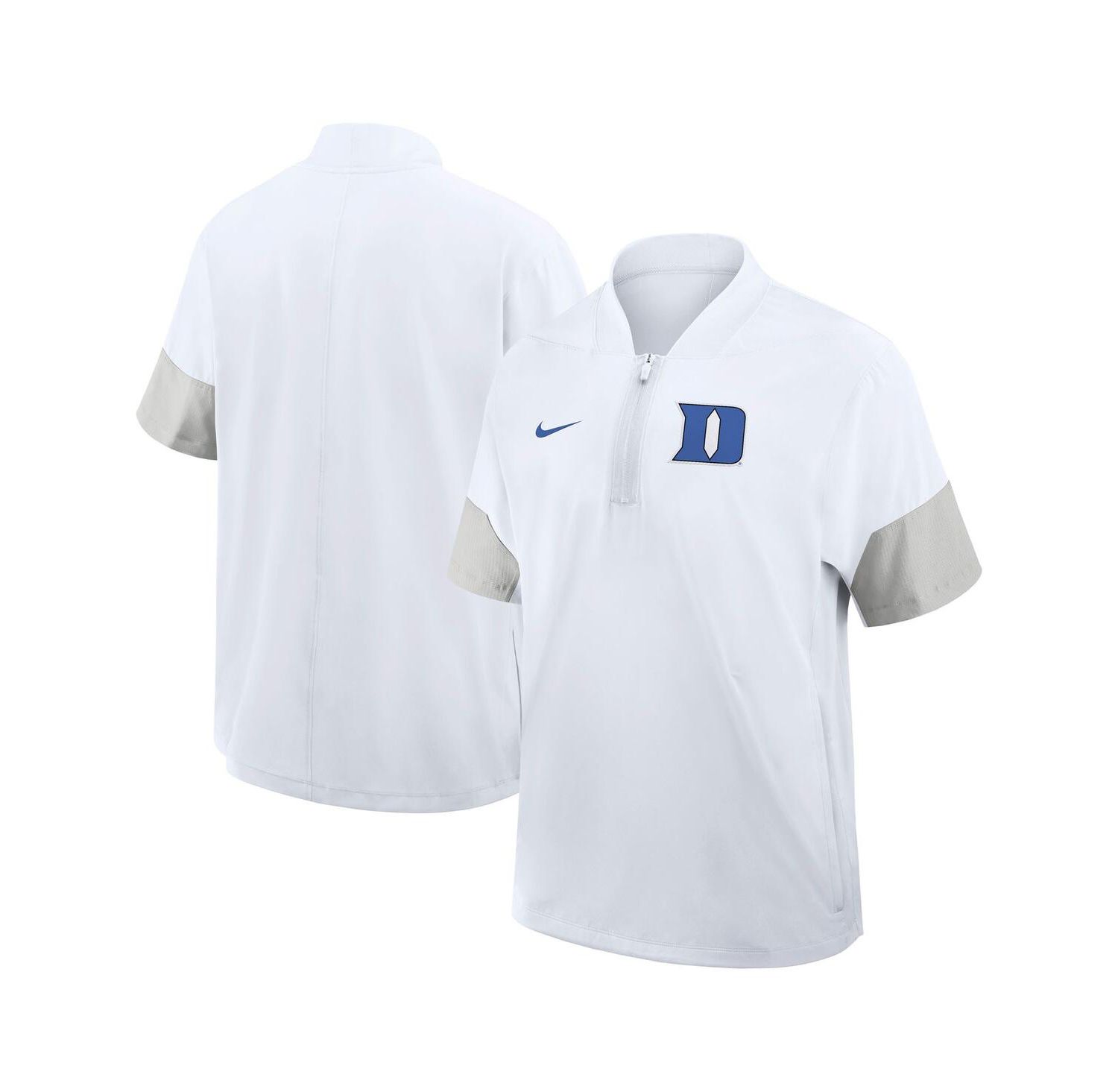 Men's White Duke Blue Devils 2025 Sideline Short Sleeve Quarter-Zip Coach Jacket