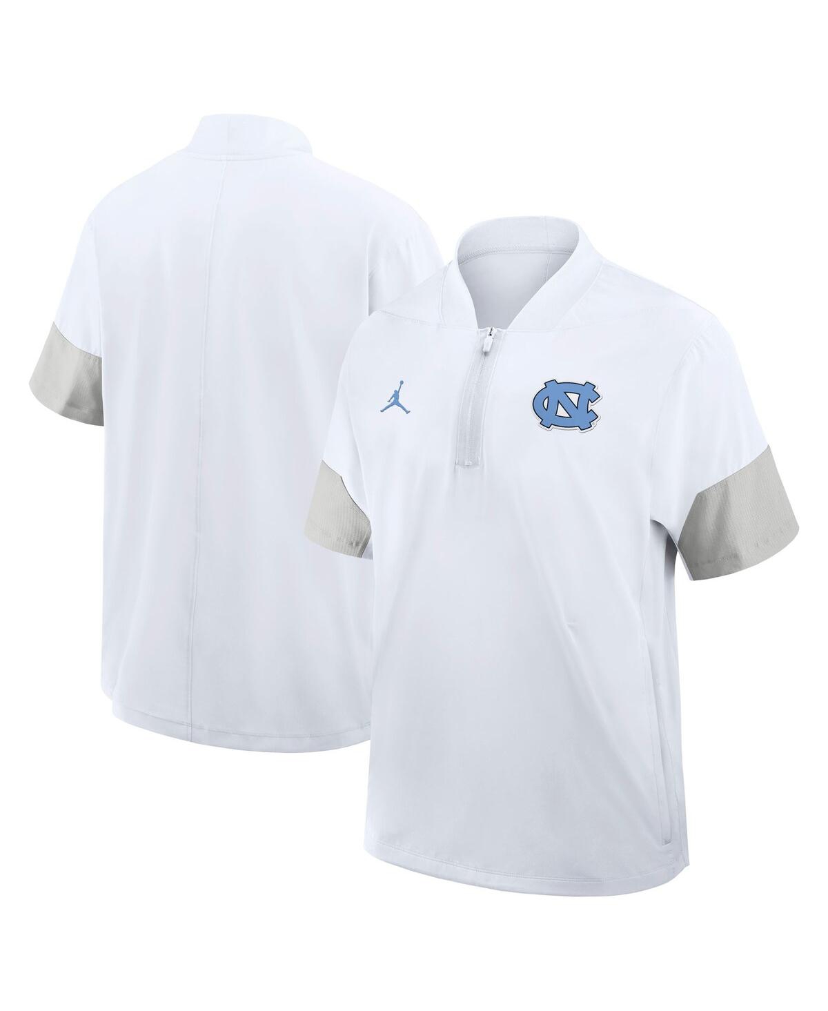 Men's White North Carolina Tar Heels 2025 Sideline Short Sleeve Quarter-Zip Coach Jacket - White