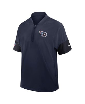 Men's Navy Tennessee Titans Sideline Short Sleeve Quarter-Zip Performance Coach Jacket