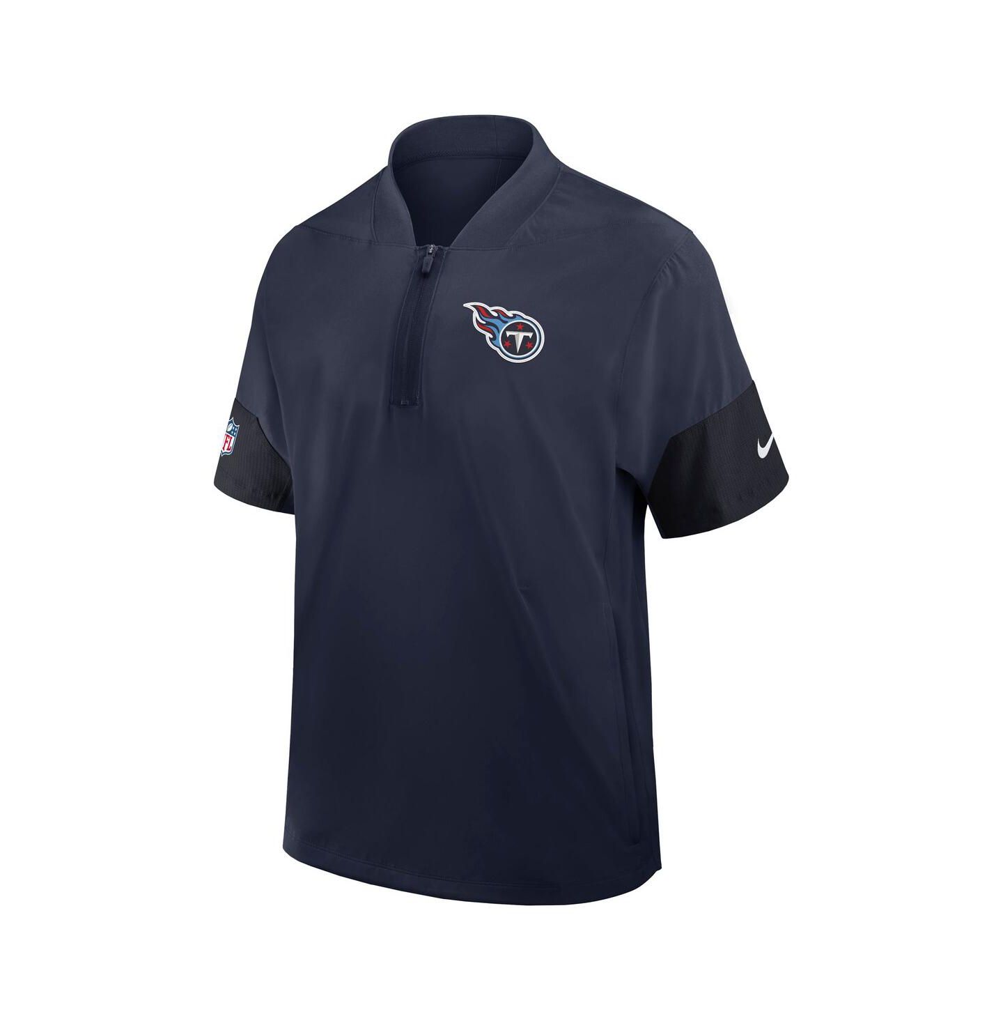 Мужская куртка Nike Navy Tennessee Titans Sideline Short Sleeve Quarter-Zip Performance Coach — фото 2