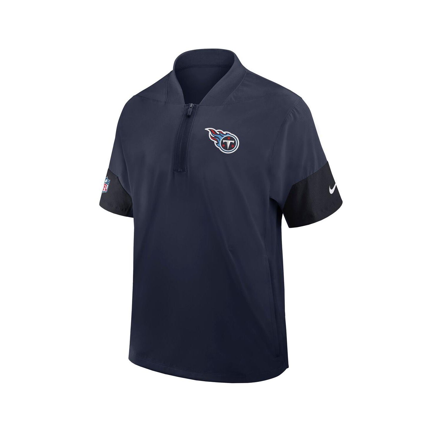 Men's Navy Tennessee Titans Sideline Short Sleeve Quarter-Zip Performance Coach Jacket
