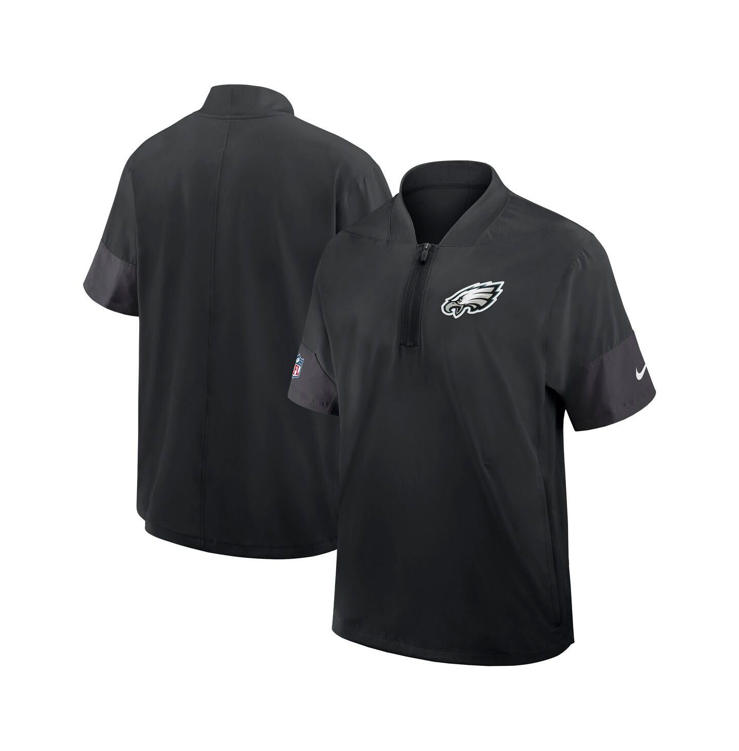 Мужская куртка Nike Black Philadelphia Eagles Sideline Short Sleeve Quarter-Zip Performance Coach — фото 1