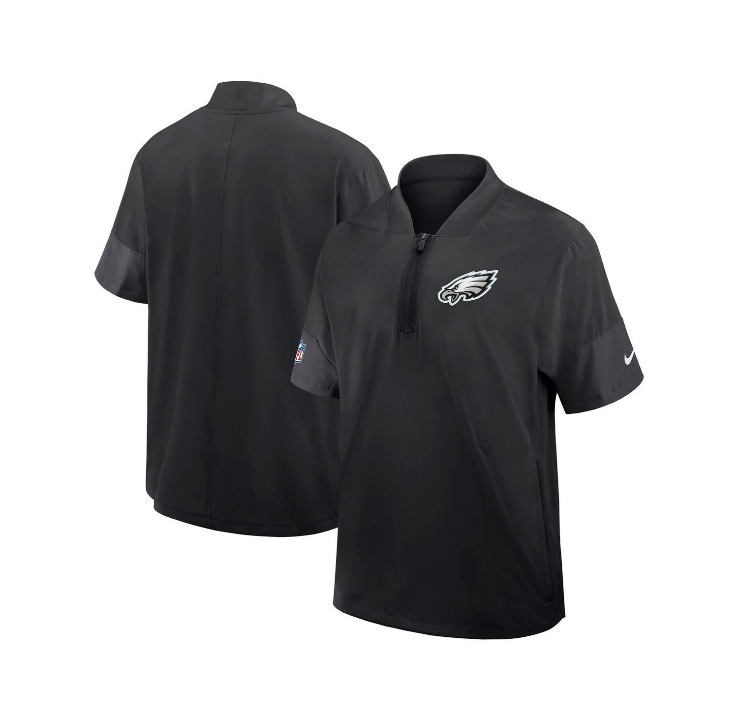 Men's Black Philadelphia Eagles Sideline Short Sleeve Quarter-Zip Performance Coach Jacket