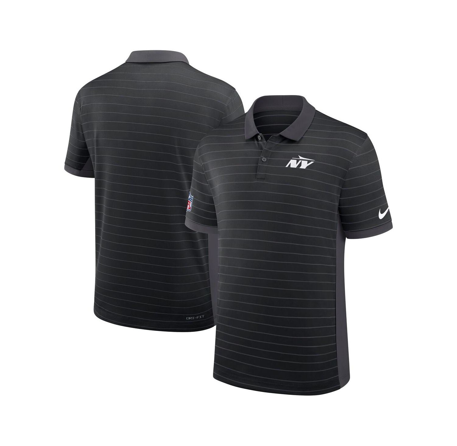 Men's Black New York Jets Sideline Victory Stripe Performance Polo Shirt