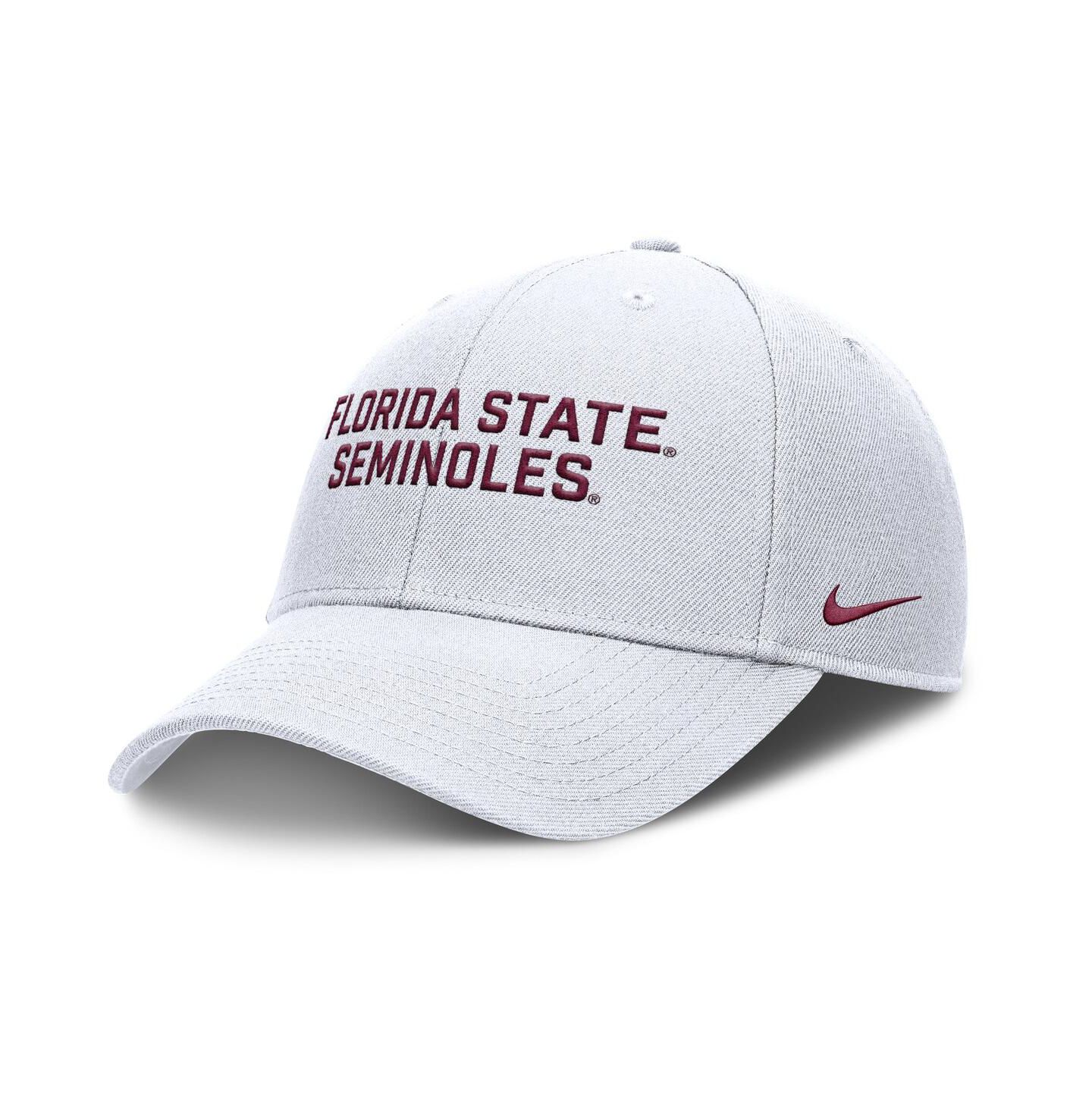 Мужская кепка Nike White Florida State Seminoles Rise Practice Adjustable Hat — фото 1