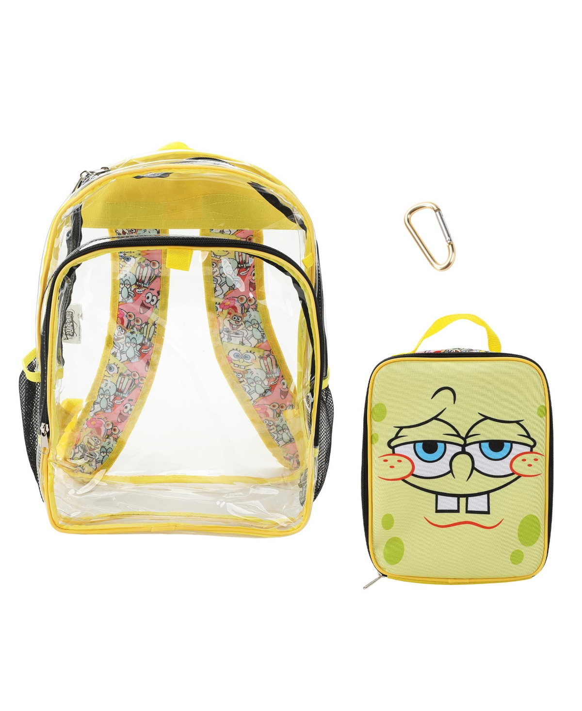 Character Print 16&#x201D; Clear Backpack & Lunch Kit Value Set - Spongebob character print clear