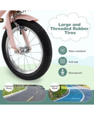 14 Inch Kids Bike Retro Bicycle with Adjustable Height and Basket for Ages 3-8 Years Old