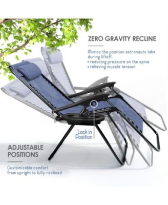 Outdoor Patio Zero Gravity Chairs Set of 4 - Reclining Lounge Chairs with Pillows & Cup Holders