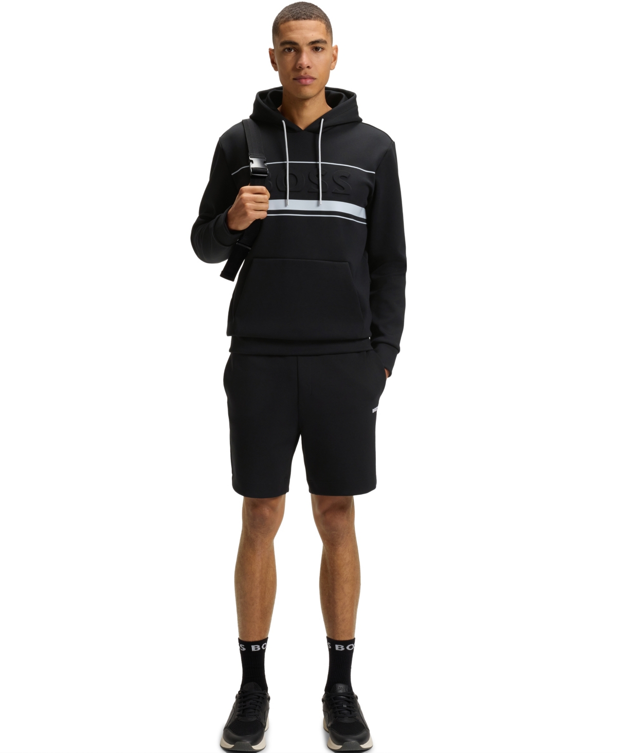 Boss by Hugo Boss Men's Cotton-Blend Stripe Detail Shorts - Black