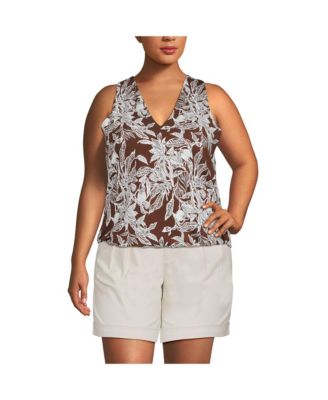 Plus Size Lightweight Jersey Blouson Vneck Tank