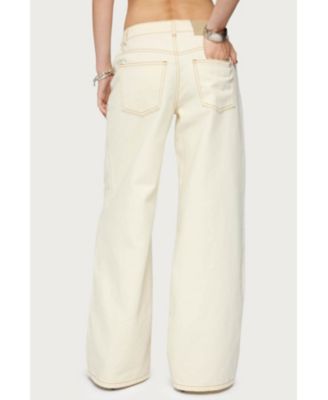 Women's Contrast Stitch Low Rise Baggy Jeans