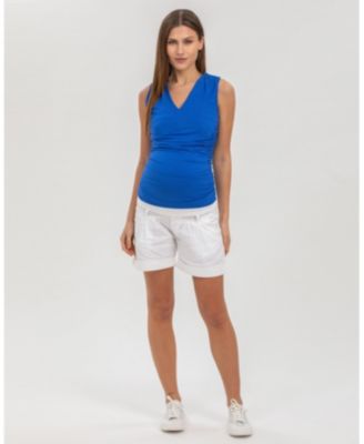 Maternity Linen-Blend Shorts with Stretch Waistband