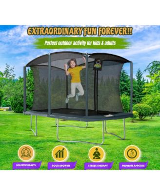 8 x 12 FT Rectangular Outdoor Trampoline Set with Premium Safety Enclosure Gymnastics Rectangular Trampoline for Kids and Adults - Ocean Green
