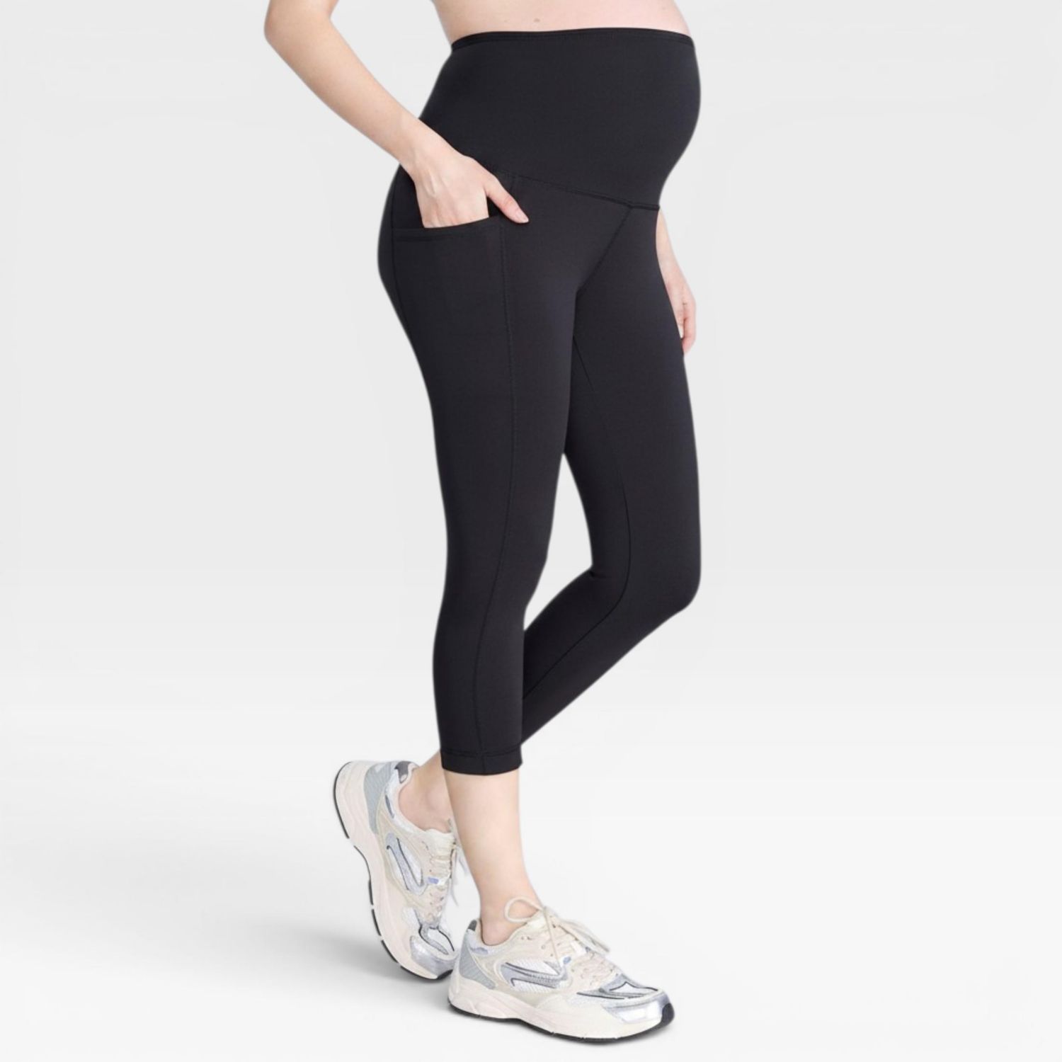 Women's High Waist Over the Belly Active Pocket Crop Legging - 2 Pack - Motherhood