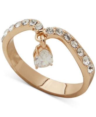 Emily in Paris - Gold-Tone Crystal Charm Pav&eacute; Wavy Ring