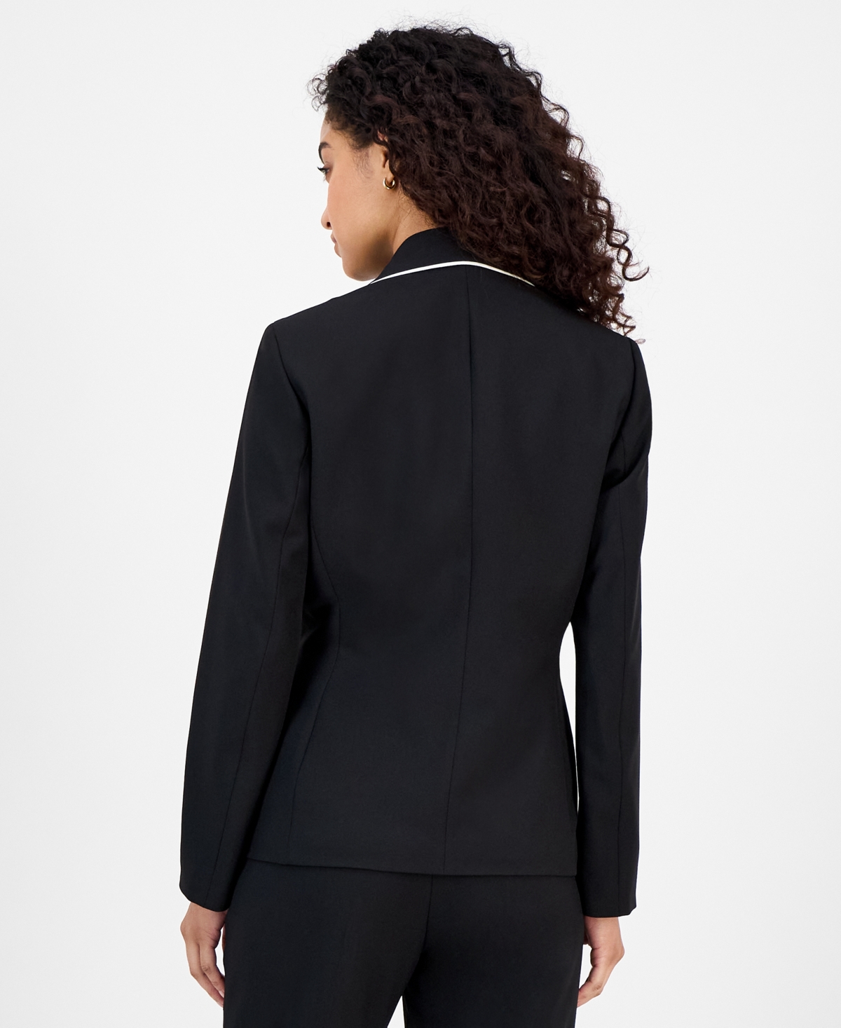 Le Suit Women's Piping-trim Two-button Pantsuit In Multi