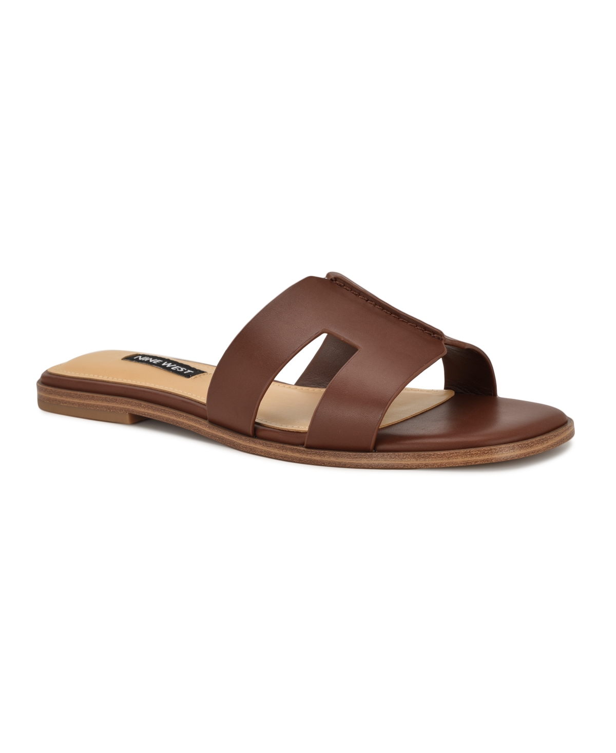 Nine West Women's Giny Cutout Flat Slide Sandals In Brown
