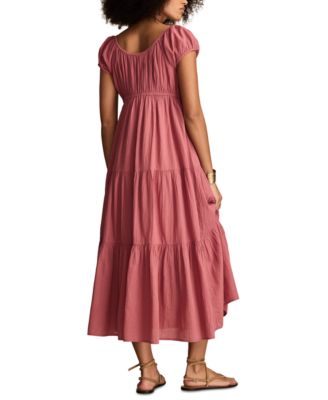 Women's Button-Front Tiered Midi Dress