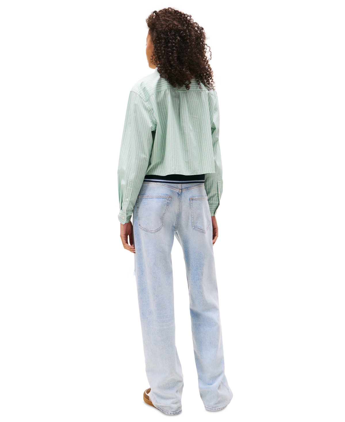 Tommy Jeans Women's Cotton Crop Button-front Crest Shirt In Green