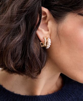 Imitation Pearl Hoop Earrings, Macy's Exclusive