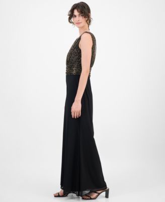 Women's Leopard Print Bodice Chiffon Jumpsuit