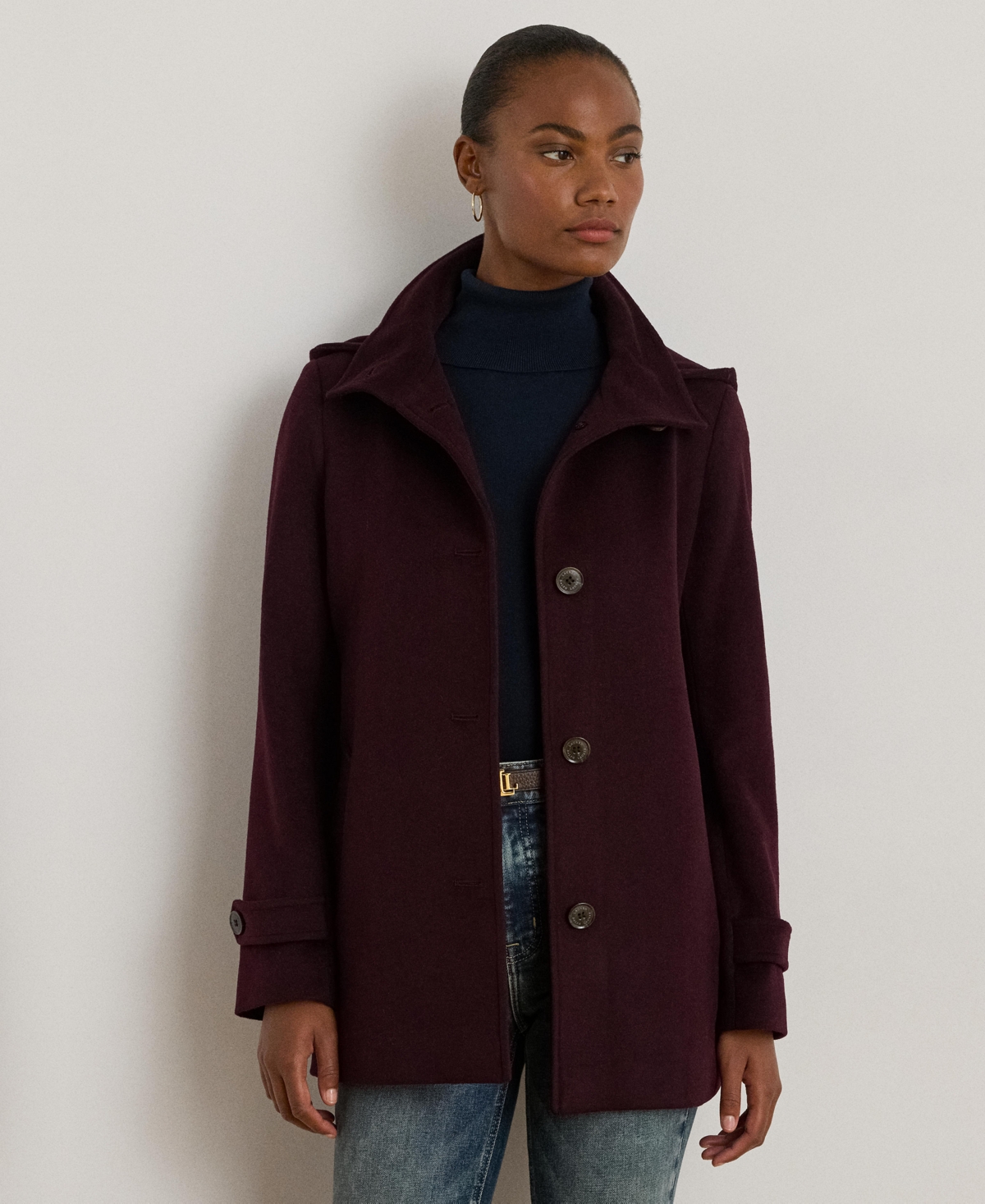 Ralph Lauren Women's Icon Hooded A-line Coat In Burgundy