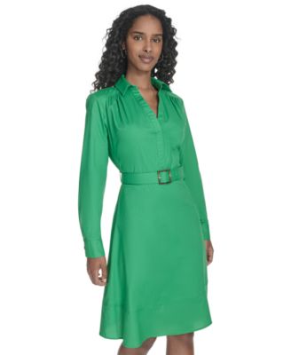 Women's V-Neck Long-Sleeve A-Line Dress