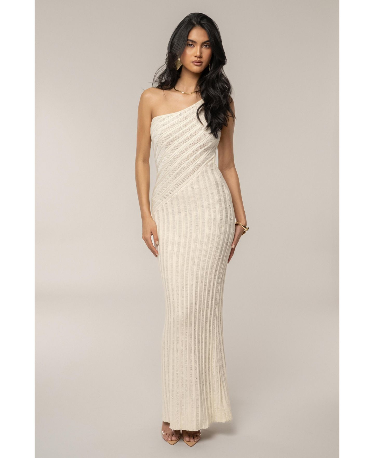 Женское платье JLUXLABEL Fringe Knit Maxi, цвет: Слоновая кость — фото 1