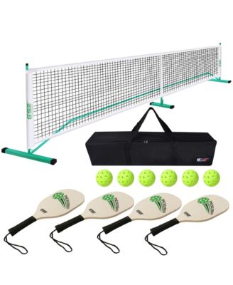 Pickleball Complete Net Set with Pickleball Net, 4 Pickleball Paddles, 6 Pickleballs, Carrying Bag (Orange/Green)