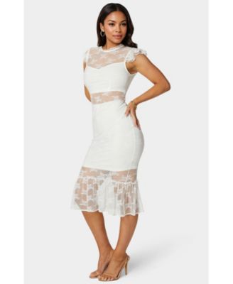 Women's Illusion Lace Midi Dress