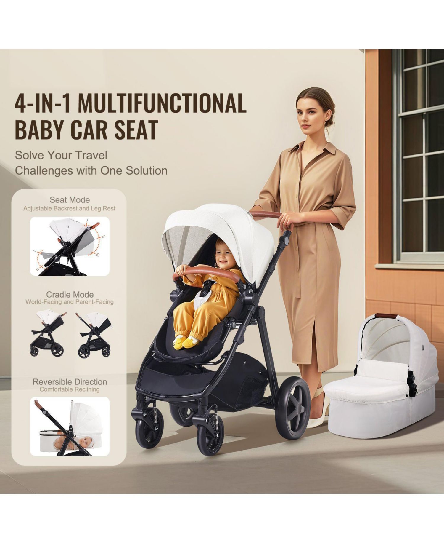Toddler Stroller Travel System With Bassinet Playard Combo Set
