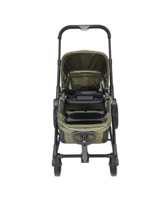 Toddler All-Terrain Stroller Wagon with 2 Seats Foldable Design Canopy Snack Tray and Cup Holders